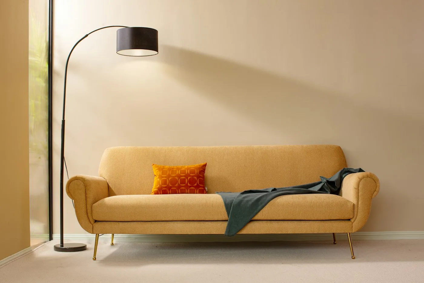 Ligne Lampadaire Arc en Marbre et Laiton Signature