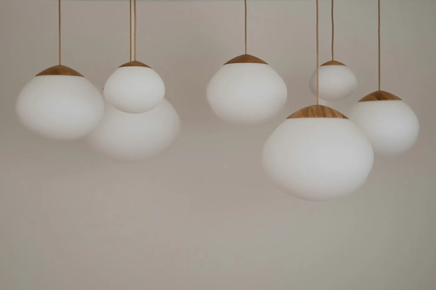Suspension Triple en Laiton et Opaline