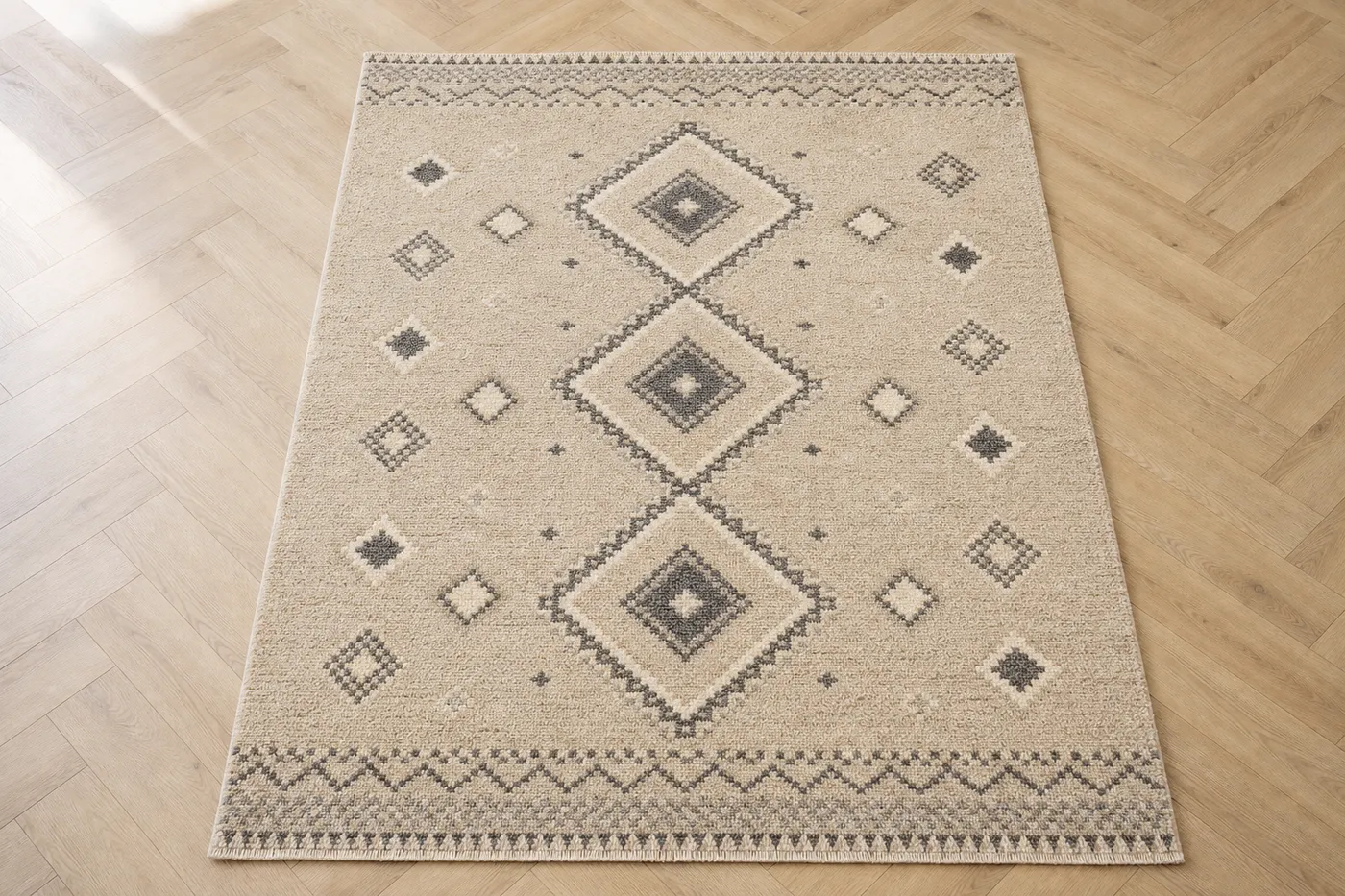 Ligne Tapis Berbère Tissé Beige — N°22